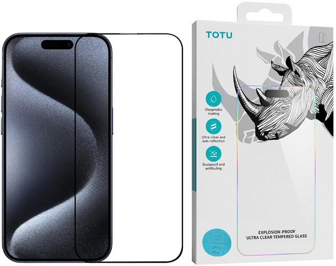 TOTU 拓途 犀牛家族 手機 鋼化玻璃保護貼 iPhone 15 Pro 防塵聽筒 透明