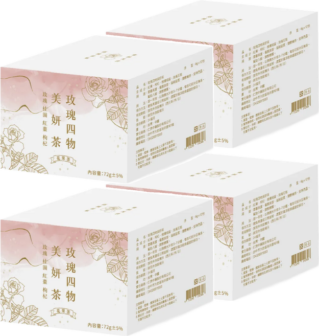 仁濟中藥 玫瑰四物美妍茶, 6g, 12包, 4盒