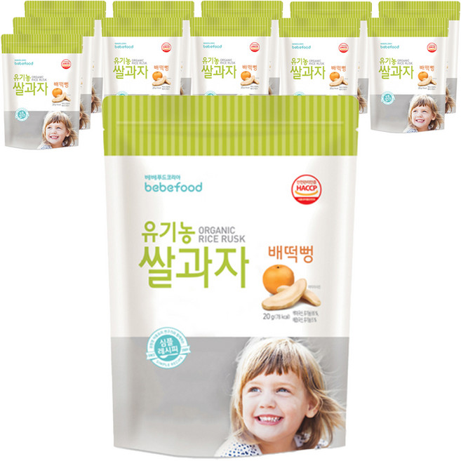 베베푸드 유기농 쌀과자 떡뻥, 배, 20g, 12개