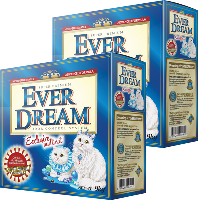 EVER DREAM 速凝結貓砂, 多貓除臭配方, 9kg, 2盒