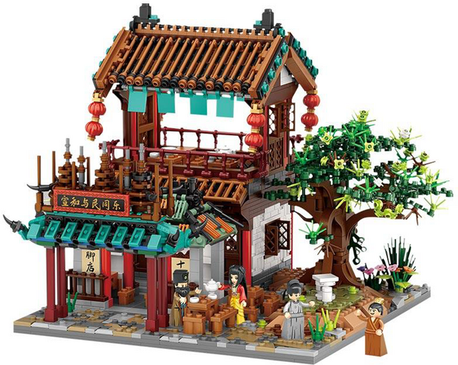 LoZ 微型積木清明上河圖 LOZ1058 6歲以上適用 2051片, 腳店歡門 多色, 1盒