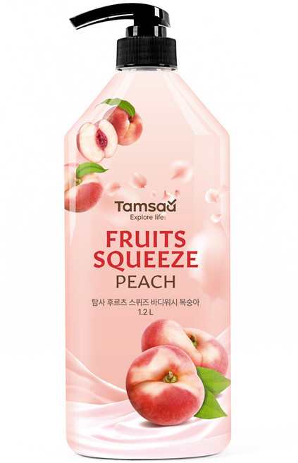 탐사 후르츠 스퀴즈 바디워시 복숭아, 1개, 1.2L