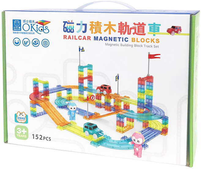 小牛津 磁力積木軌道車 152片, Multicolor, 1盒