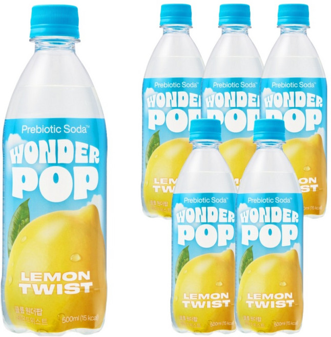 클룹 원더팝 프리바이오틱스 레몬트위스트, 6개, 500ml