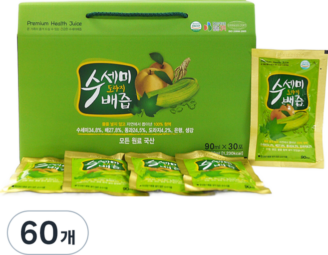 구록원 수세미 도라지 배즙 건강즙, 90ml, 60개