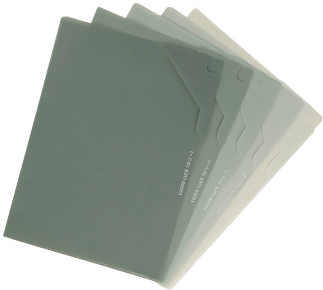 세우세 A4 그라데이션 L자 파일, 베이지그린, 5개