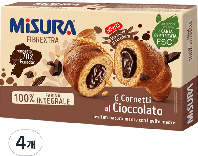 미주라 초코 통밀 크로와상, 308g, 4개