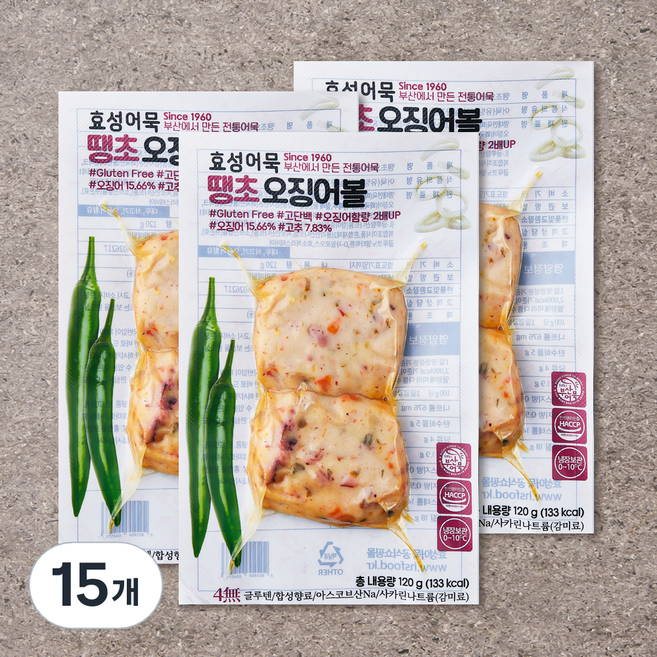 효성어묵 땡초 오징어볼, 120g, 15개