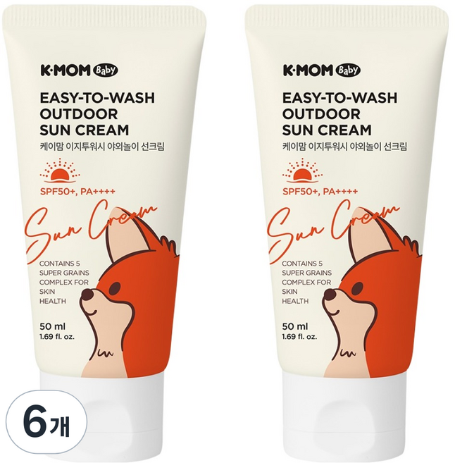 케이맘 이지투워시 야외놀이 선크림 SPF50+ PA++++, 50ml, 6개