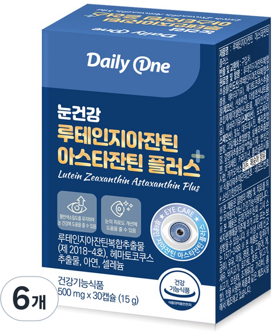 데일리원 눈건강 루테인 지아잔틴 아스타잔틴 플러스, 30정, 6개