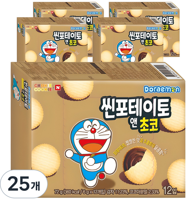 초키앤쿠키 도라에몽 씬 포테이토 앤 초코, 72g, 25개