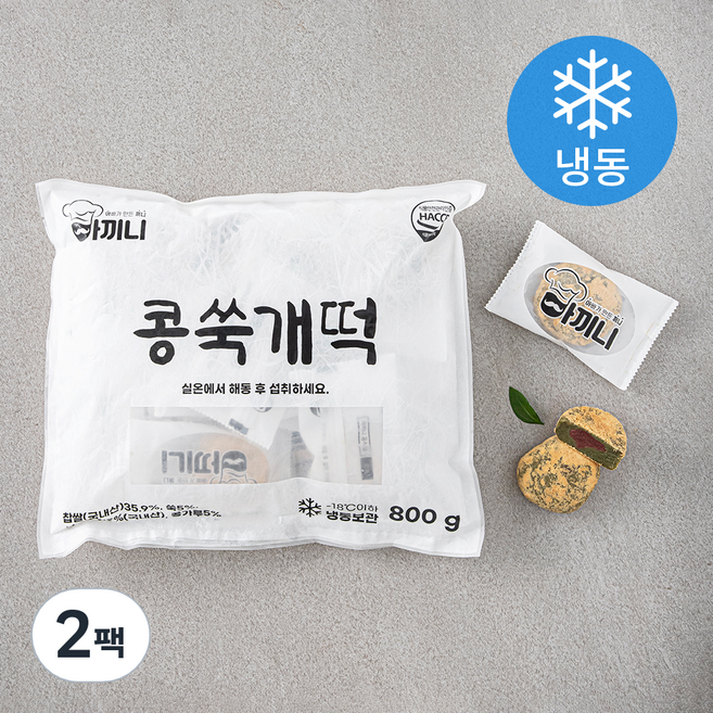 아끼니 콩쑥개떡 16개입 (냉동), 800g, 1개입, 2개
