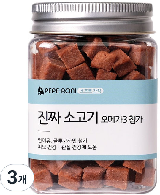 페페로니 강아지 진짜 오메가3 져키, 소고기, 180g, 3개