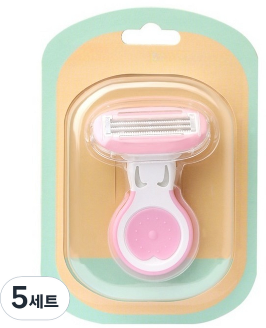 바롬몰 여성용 간편한 면도기 핑크 홀더 5 x 7.5 cm + 블레이드 + 블레이드커버 세트, 5세트