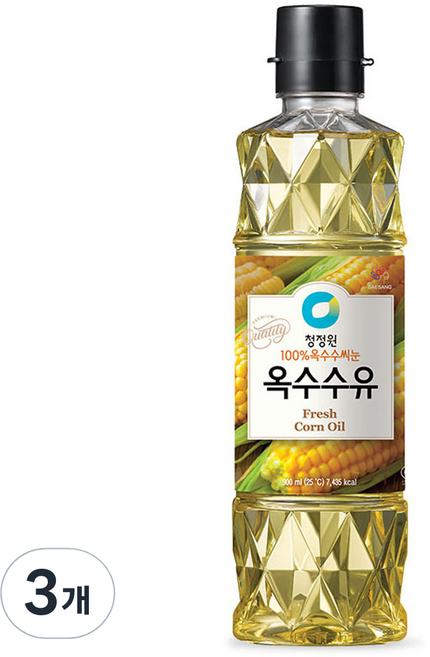 청정원 옥수수유, 900ml, 3개