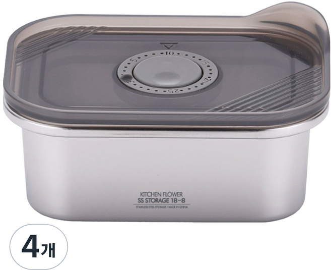 KITCHEN FLOWER 無研磨劑一鍵式304不鏽鋼密封容器 一般型, 4個, 400ml