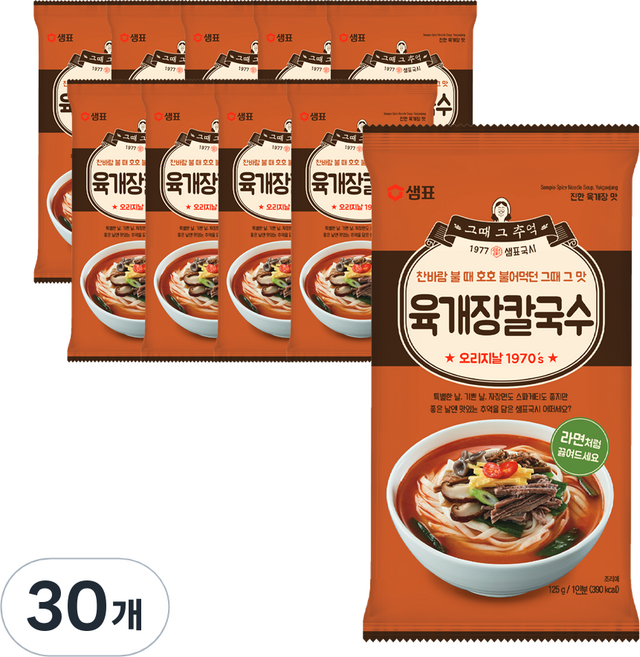 샘표 육개장칼국수, 125g, 30개
