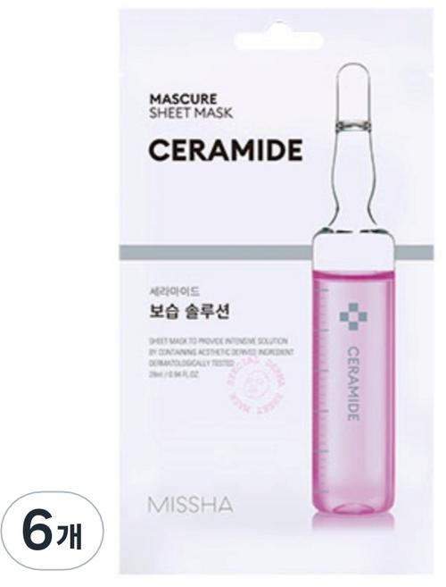 미샤 마스큐어 보습 솔루션 시트 마스크 세라마이드, 6개, 1개입