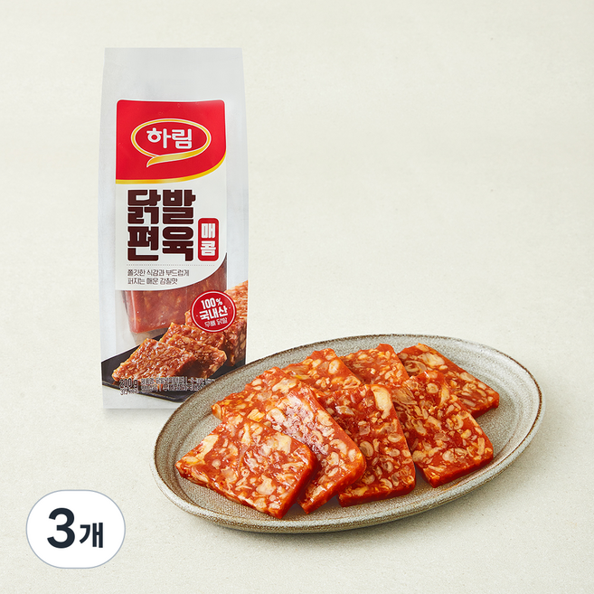하림 닭발 편육 매콤, 200g, 3개