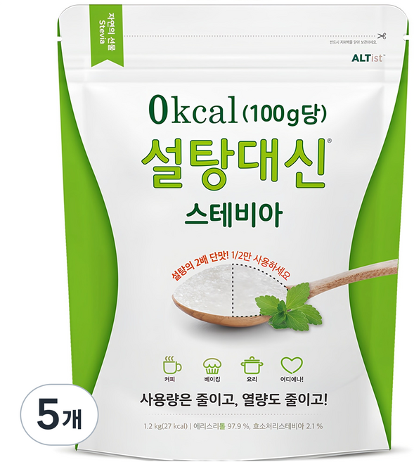 설탕대신 스테비아, 1.2kg, 5개
