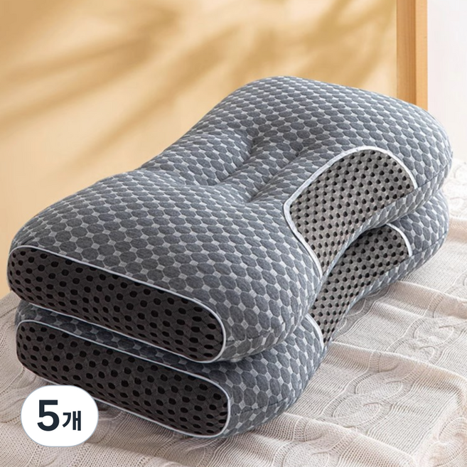 하와이슬립 목편한 경추베개, 그레이, 5개