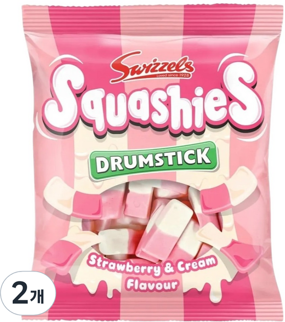 Swizzels Squash 鼓槌糖 草莓口味 & 奶油香, 2個, 120g