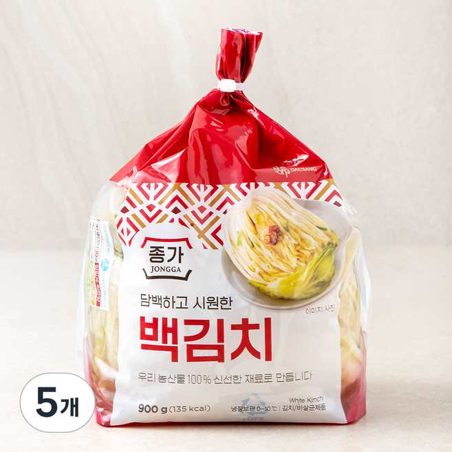 대상 종가 백김치, 900g, 5개