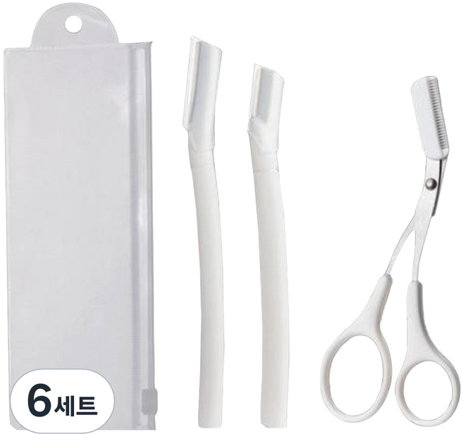 아늑공간 눈썹칼 눈썹가위 세트, 6세트, 화이트