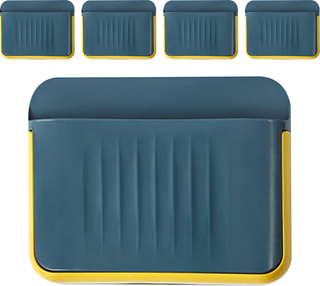 E.dot 壁掛式雙層門後拖鞋置物鞋架, 深藍色, 5個