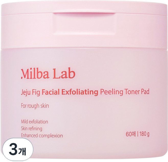 밀바랩 제주 무화과 각질 관리 필링 토너 패드 180g, 3개, 60매입