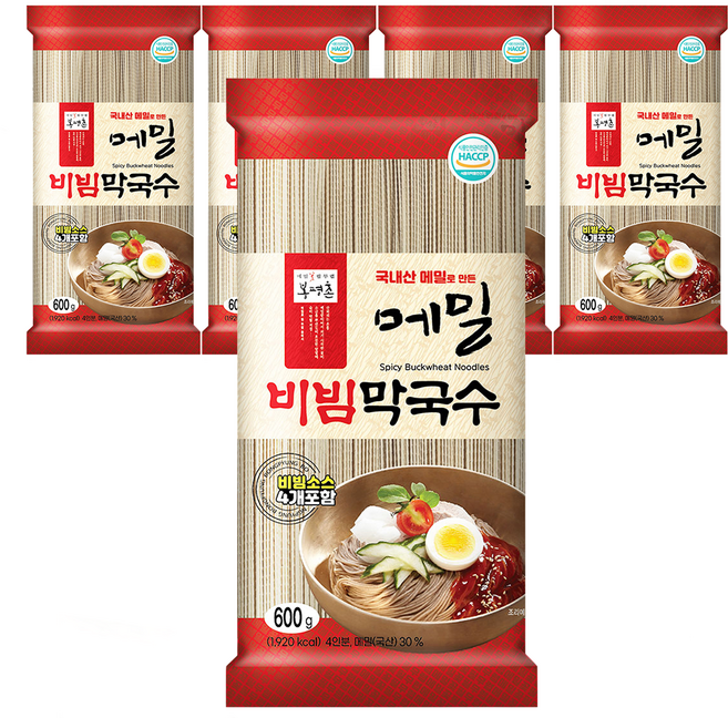 봉평촌 메밀 비빔 막국수, 600g, 5개
