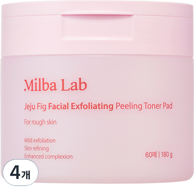 밀바랩 제주 무화과 각질 관리 필링 토너 패드 180g, 4개, 60매입