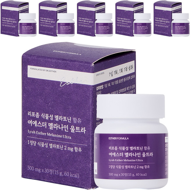 에스더포뮬러 리포좀 식물성 멜라토닌 함유 여에스더 멜라나인 울트라 15g, 30정, 6개