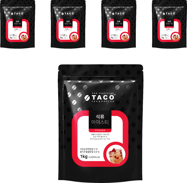 타코 석류 아이스티 파우치, 1kg, 1개입, 5개, 1kg