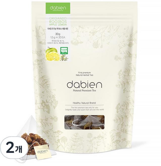 다비앙 유기농 루이보스 애플레몬 티, 1.5g, 20개입, 2개