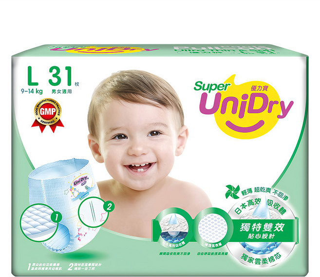 UniDry 優力寶 優力褲/尿布 9~14kg, L, 31片