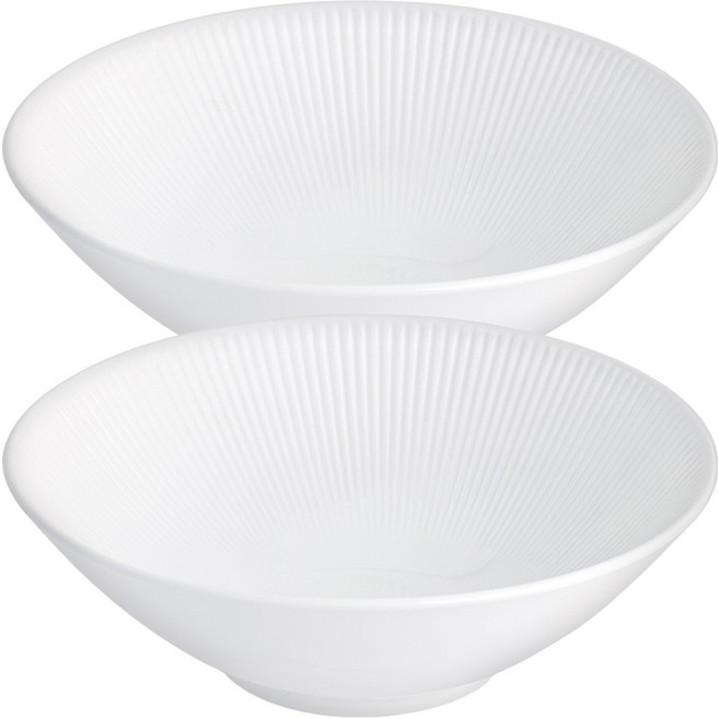YOON CERAMICS 韓國製純白寬口麵碗, 2個, 白色