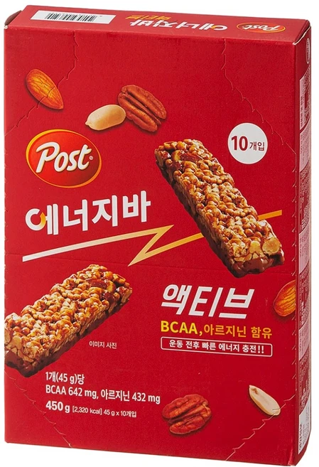 포스트 에너지바 액티브, 45g, 10개 - 쿠팡