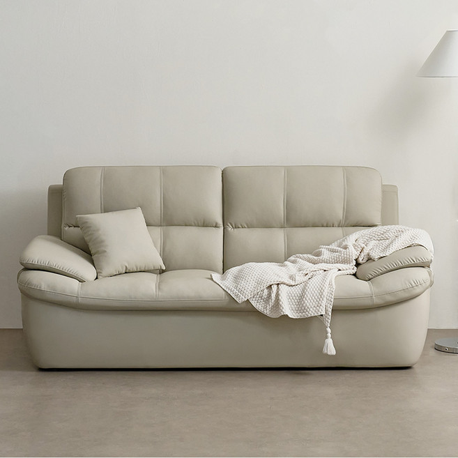 퍼리든 누벨라 가죽 3인용 쇼파 + 쿠션 세트 방문설치, 아이보리