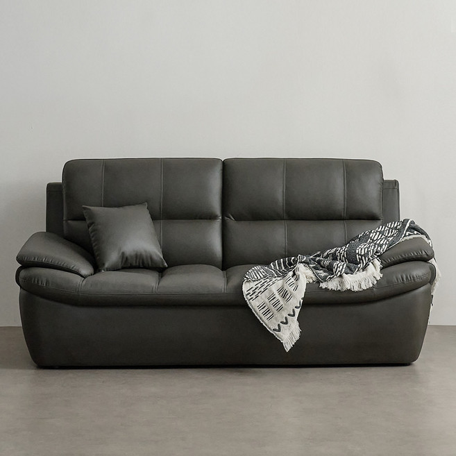 퍼리든 누벨라 가죽 3인용 쇼파 + 쿠션 세트 방문설치, 그레이