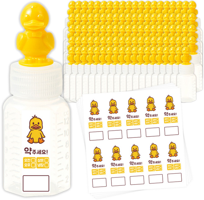 코멧 오리캐릭터 12cc물약병 & 방수 스티커 100P, 1세트