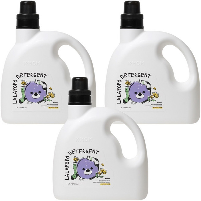 케이맘 랄라포포 목련향 유아 세제, 1.7L, 3개