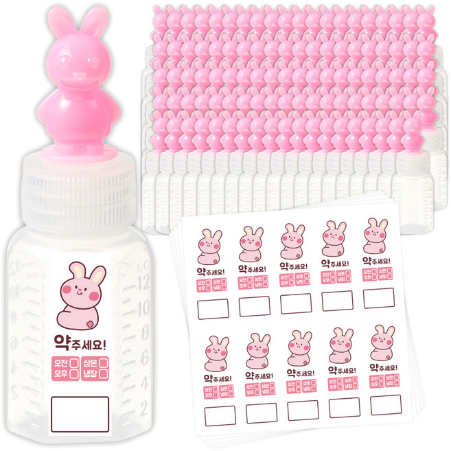 코멧 토끼캐릭터 12cc물약병 & 방수 스티커 100P, 1세트