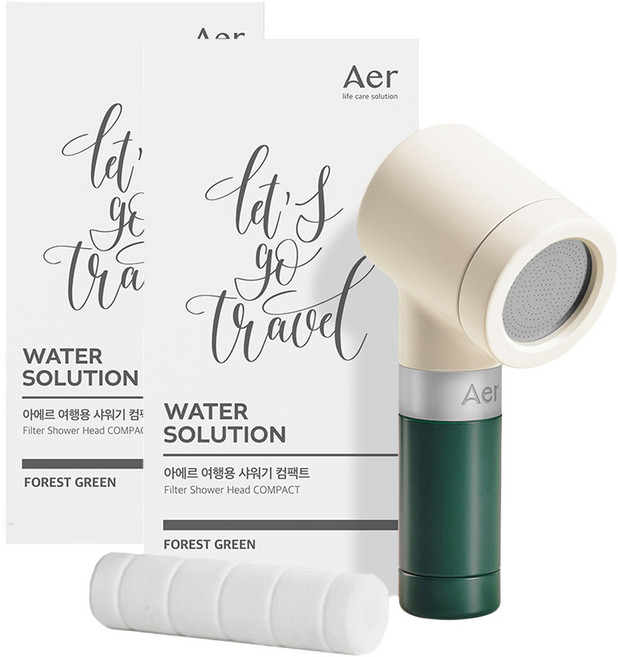 Aer 旅行用蓮蓬頭 緊湊型, 森林綠, 2個
