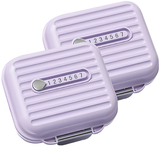 루이노리브 미니 휴대용 7일 알약케이스 퍼플, 2개