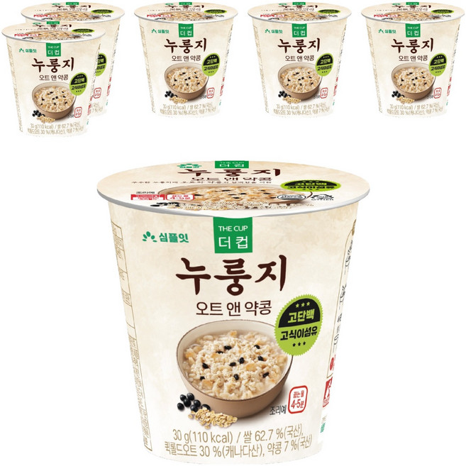 심플잇 더컵누룽지 오트 앤 약콩, 30g, 6개