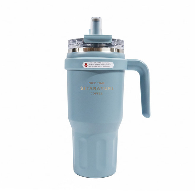 Sitarayuri 304不鏽鋼手提吸管杯, 藍色, 1.1L, 1個