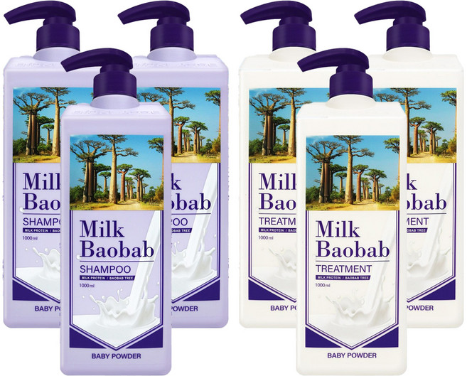 비오클라쎄 밀크바오밥 베이비파우더 샴푸 1000ml + 트리트먼트 1000ml, 3세트