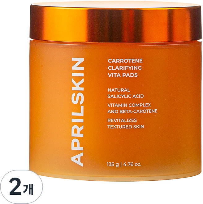 에이프릴스킨 캐로틴 클래리파잉 비타 패드 135g, 2개, 60매입 - 쿠팡