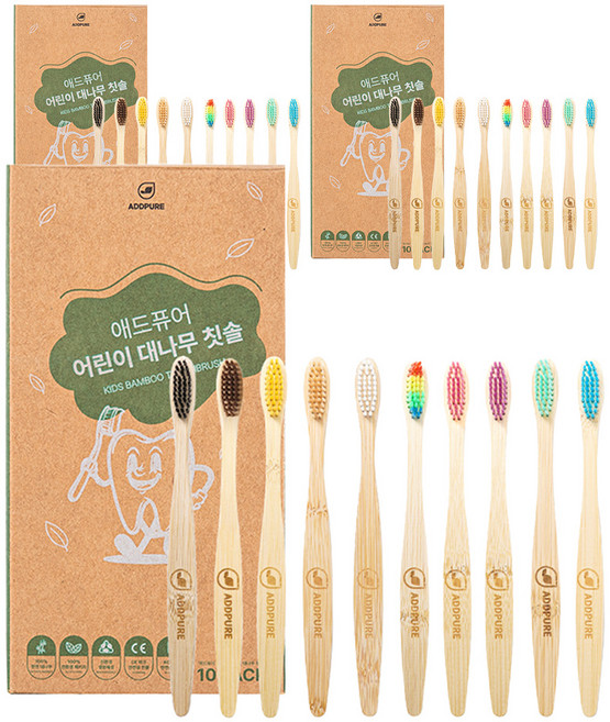 애드퓨어 치과위생사가 만든 어린이 대나무칫솔 컬러믹스, 30개, 1개입